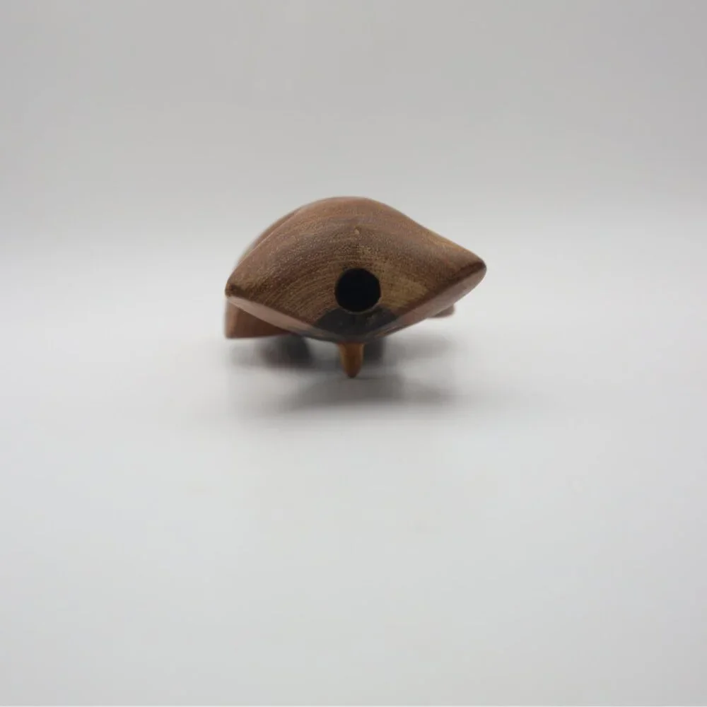 Hand Carved Carved wood Owl Pencil/Pen Holder - Two Tone Wooden Figure